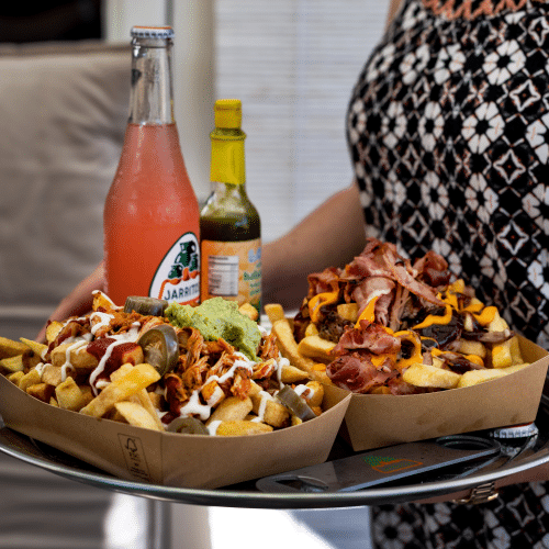 Loaded fries sweet honey chicken