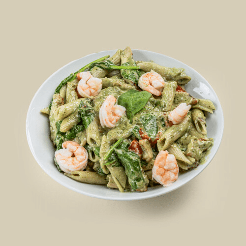 Pasta gamberetti spinazie