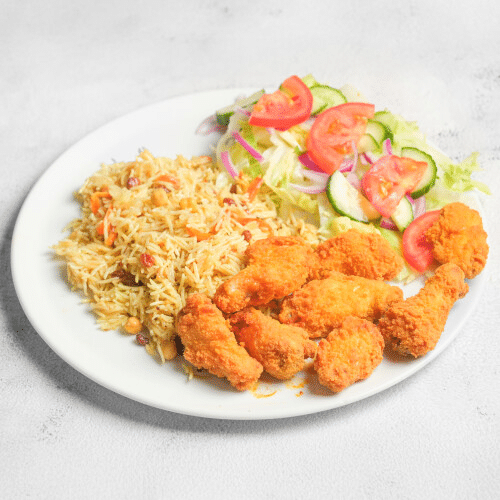 Hot wings over rice