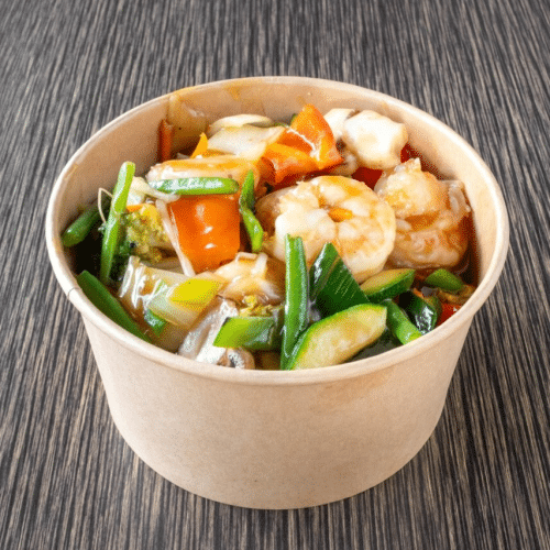 Box garnalen met teriyaki saus