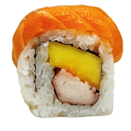 Zalm en mango kani maki