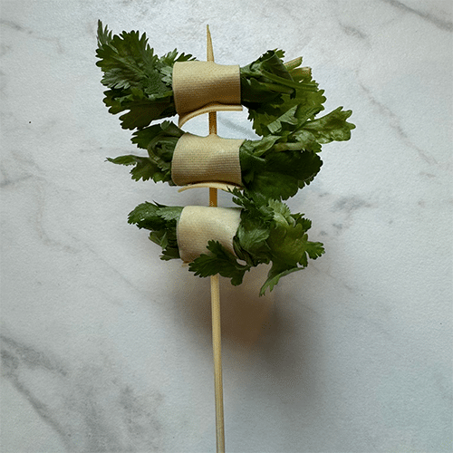 Coriander tofu roll skewers