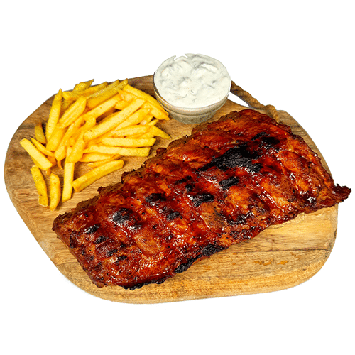 Spareribs op houtskool met friet
