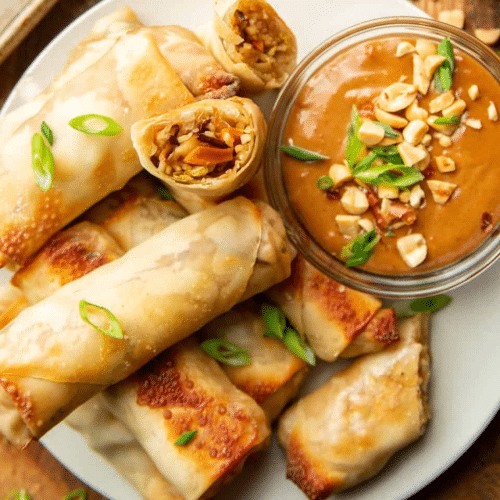 Indian snacks: crispy vegetable spring rolls