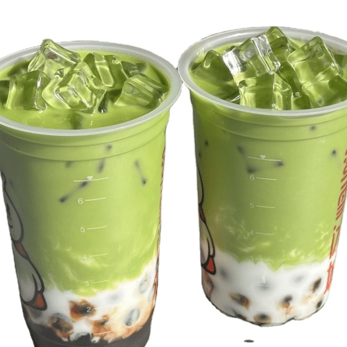 Matcha iced latte en kokosmelk