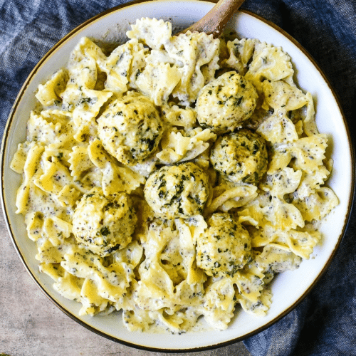 Pasta creamy truffle en mini gehaktballetjes