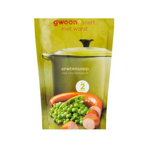 g'woon erwtensoep met veel rookworst zak 570 ml