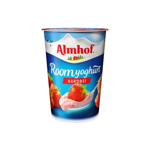 Almhof Roomyoghurt Aardbei Kuipje 500 Gram