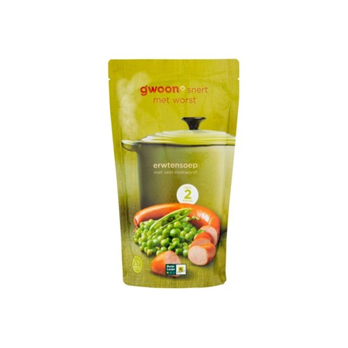 g'woon erwtensoep met veel rookworst zak 570 ml