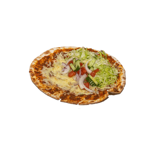 Turkse pizza met salade en kaas