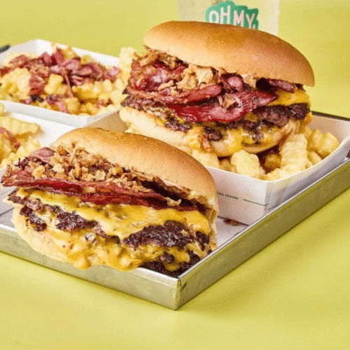 Triple fat juicy burger