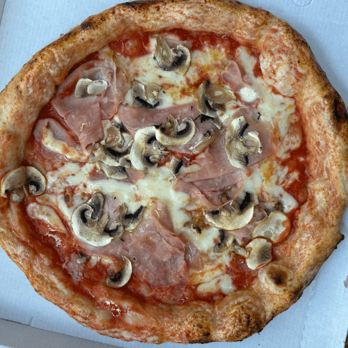 Pizza funghi prosciutto