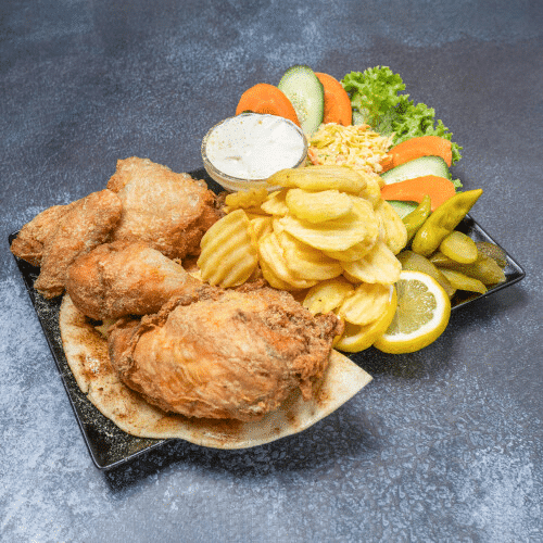 Halve gebakken kip schotel