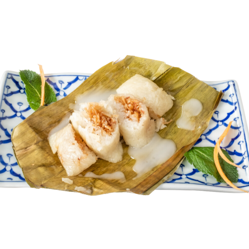Coconut cake in pandan blad