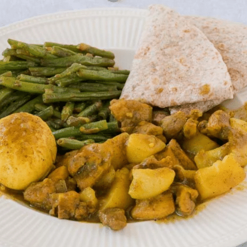 Roti kerrie kip en ei