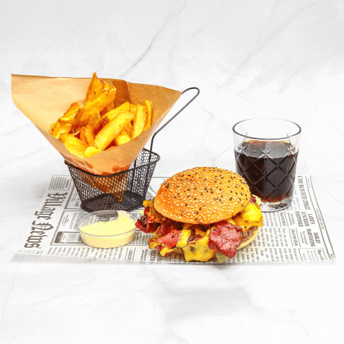 Pastrami burger deluxe menu