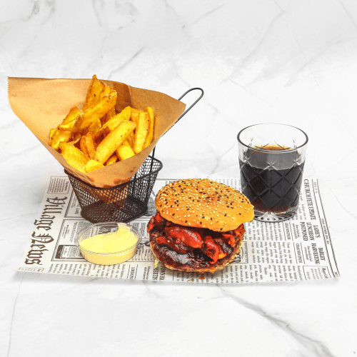 Pulled chicken burger menu