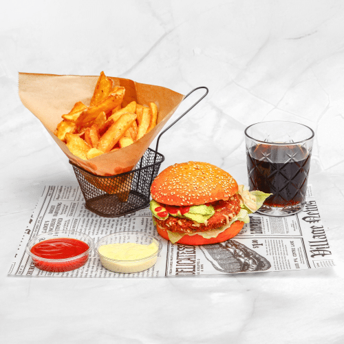 Vegan avocado burger menu