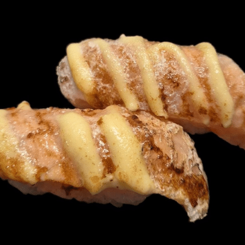 Flamed salmon nigiri