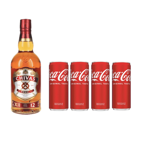 Chivas Regal 12 years Whisky 700ml en 4 x Coca-Cola 330ml