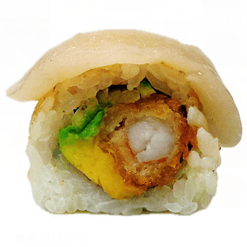 Coquille flamed ebi roll