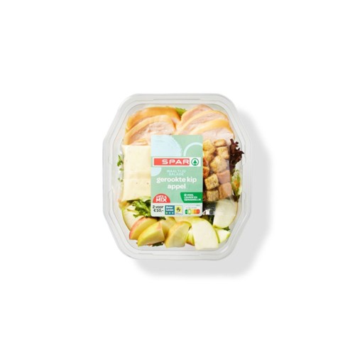 SPAR maaltijdsalade gerookte kip appel bakje 450 gram