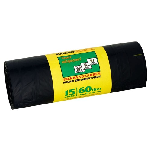 Komo Vuilniszakken met trekband 15 Stuks