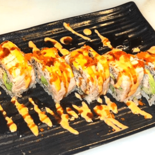 Flamed ebi salmon roll 8 stuks