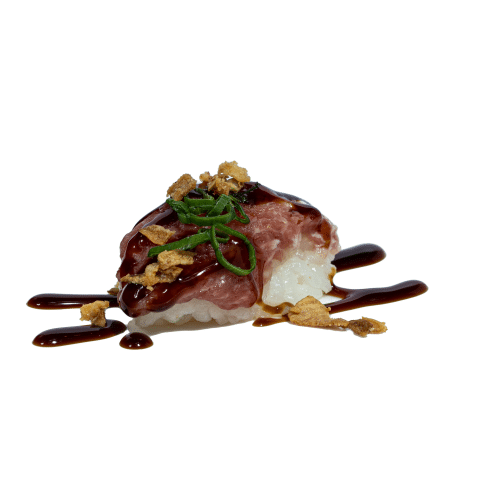 Flamed beef nigiri