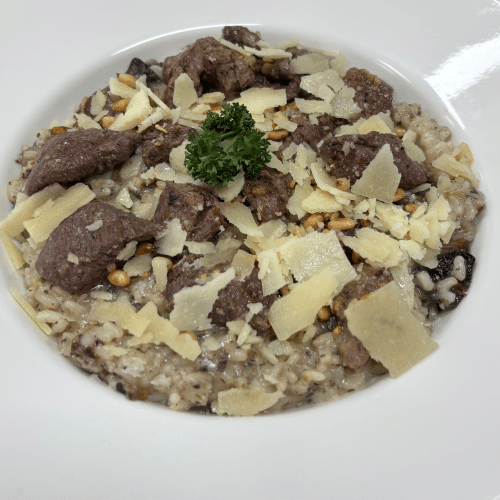 Risotto tartufo met gemarineerde ossenhaas puntje
