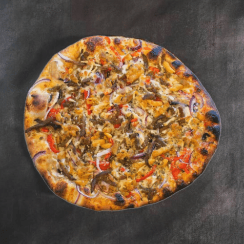 Pizza shoarma speciaal met bakje knoflooksaus