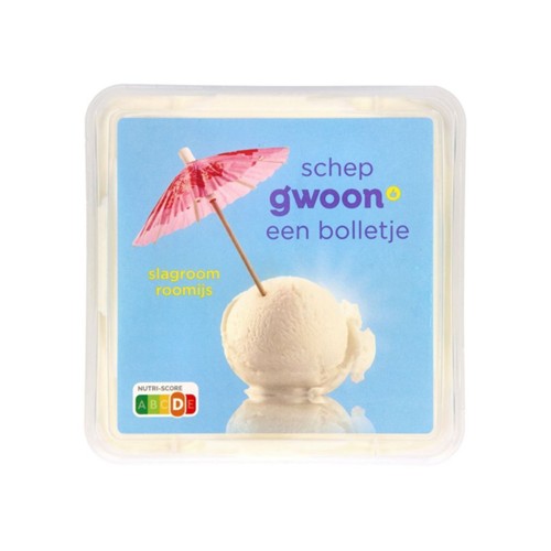 g'woon roomijs slagroom kuipje 500 gr