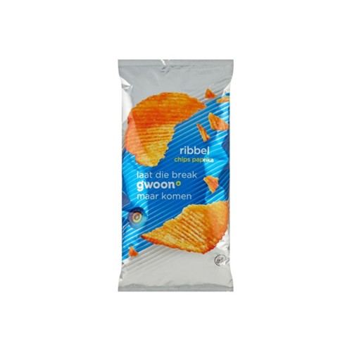 g'woon ribbelchips paprika 250g