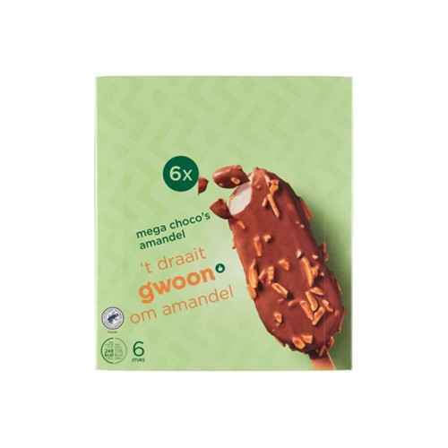 g'woon mega choco amandel doos 6 stuks