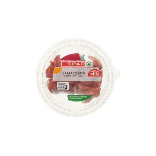 SPAR tapas carpacciorolletjes met pestoroomkaas 75 gram