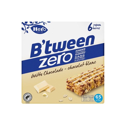 Hero B'tween mueslireep zero witte chocolade doos 6 stuks