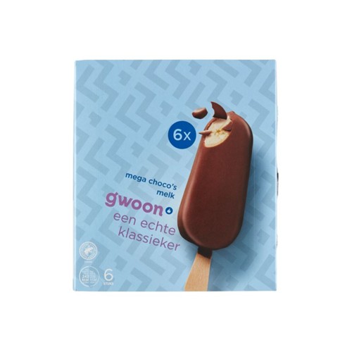 g'woon mega choco melk doos 6 stuks