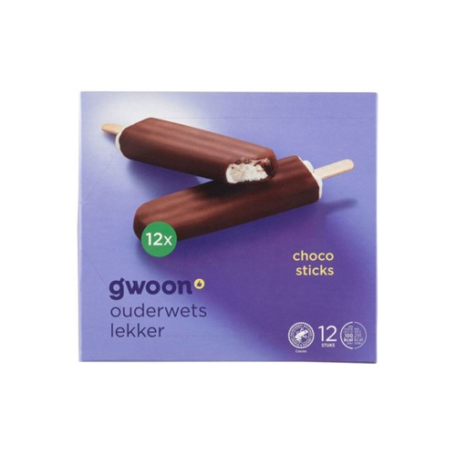 g'woon chocosticks vanille doos 12 stuks