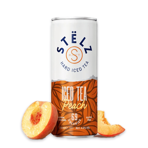 Stelz Hard Seltzer. iced tea Peach