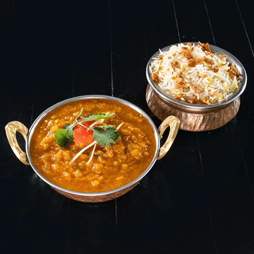 Vegan bengan bharta met rijst