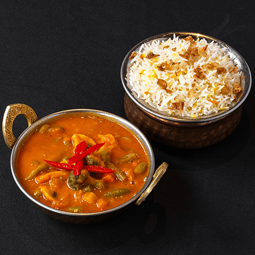 Vegan madras met rijst