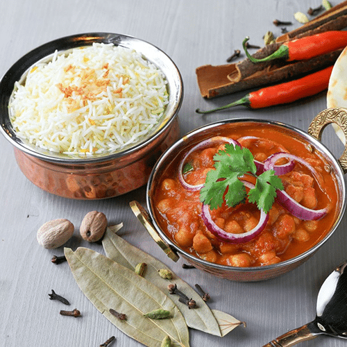 Vegan chana masala met rijst