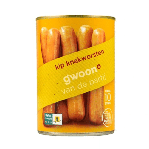 G'woon Kip knakworsten in blik