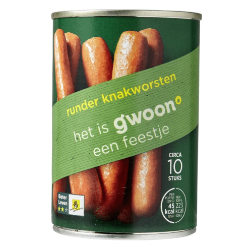G'woon runder knakworsten in blik