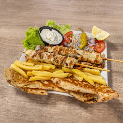 Kip souvlaki schotel
