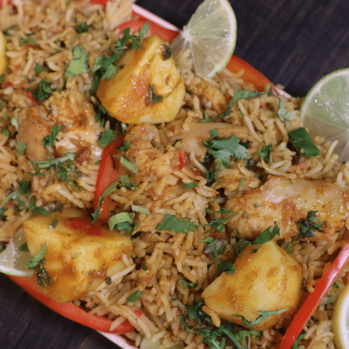 Kip and aardappelen biryani