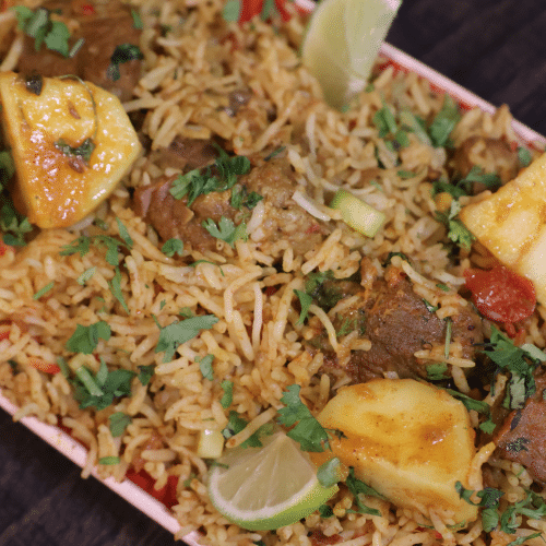 Lamb and aardappelen biryani