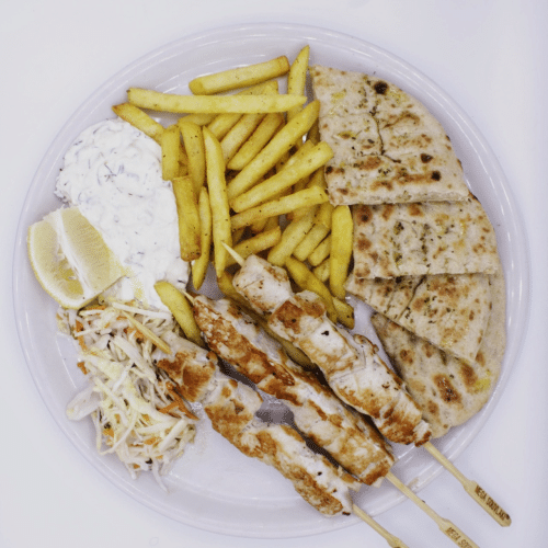 Chicken souvlaki schotel
