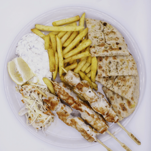Pork souvlaki schotel