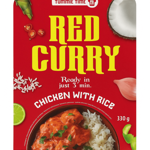 Rode curry kip met rijst 330 gram